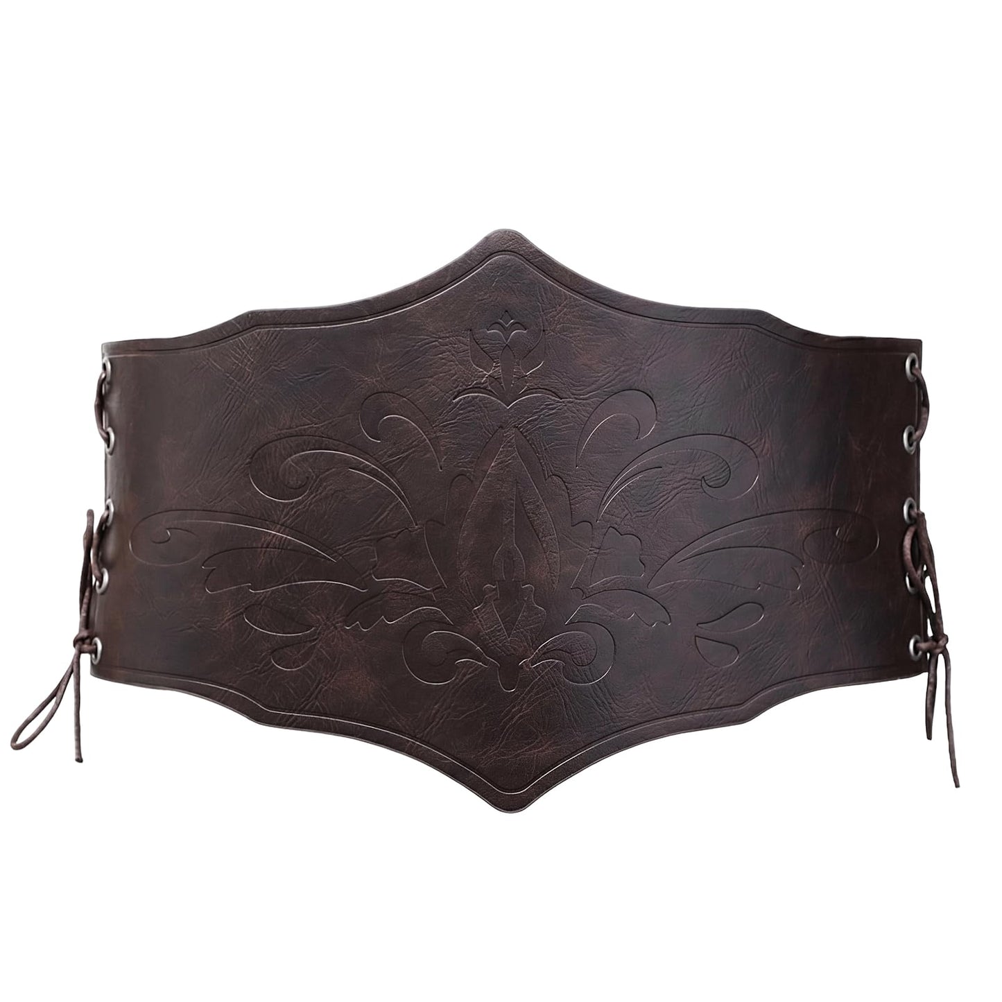 Essestim Renaissance Leather Corset Belt Tied Medieval Viking Belt Tight Corset Wide Cinch Belt for Women (Brown)
