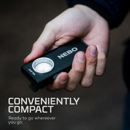 NEBO SLIM Pocket Flashlight | 500 Lumens, Rechargeable Mini EDC Work Light, Magnetic Base & Dimmable Brightness, Durable & Water Resistant, Includes Charging Cable — Black