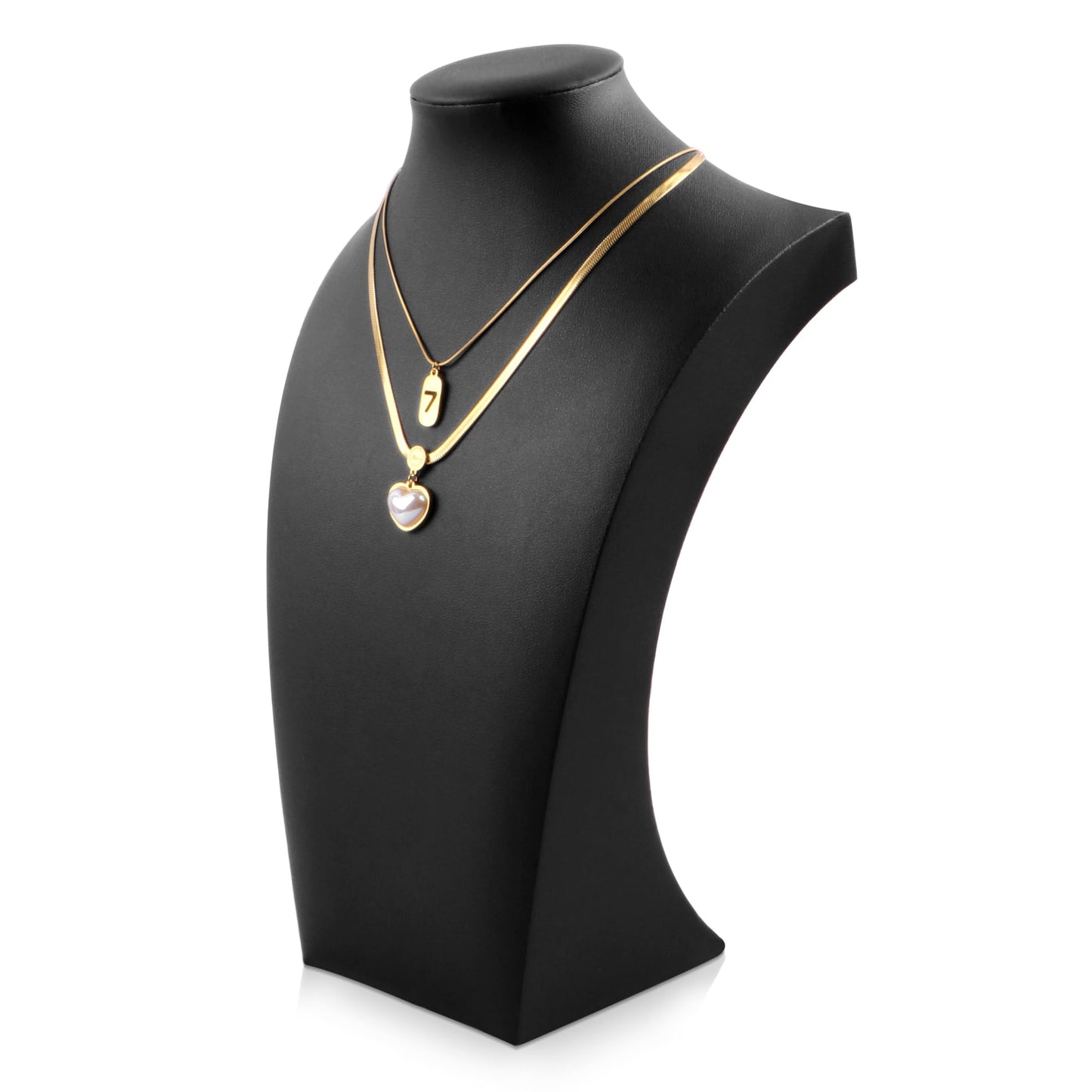 Homeanda Necklace Display Bust - PU Leather Jewelry Bust Stand for Photography, Boutique Display, and Home Organisation(Polyurethane-Black-13.4" x8.2)