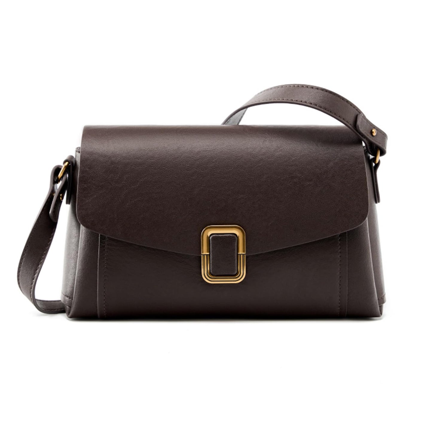 MoreFarther Genuine Leather Crossbody Bag for Women, Removable Satchel Adjustable Shoulder Bag (Chocolate)