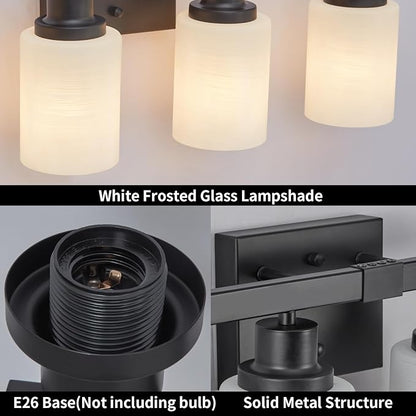 6-Light Black Vanity Lights, 38'' Modern Bathroom Vanity Lighting Fixtures for Mirror, Matte Bathroom Lighting Fixtures, Black Wall Sconces for Bedroom Living Room
