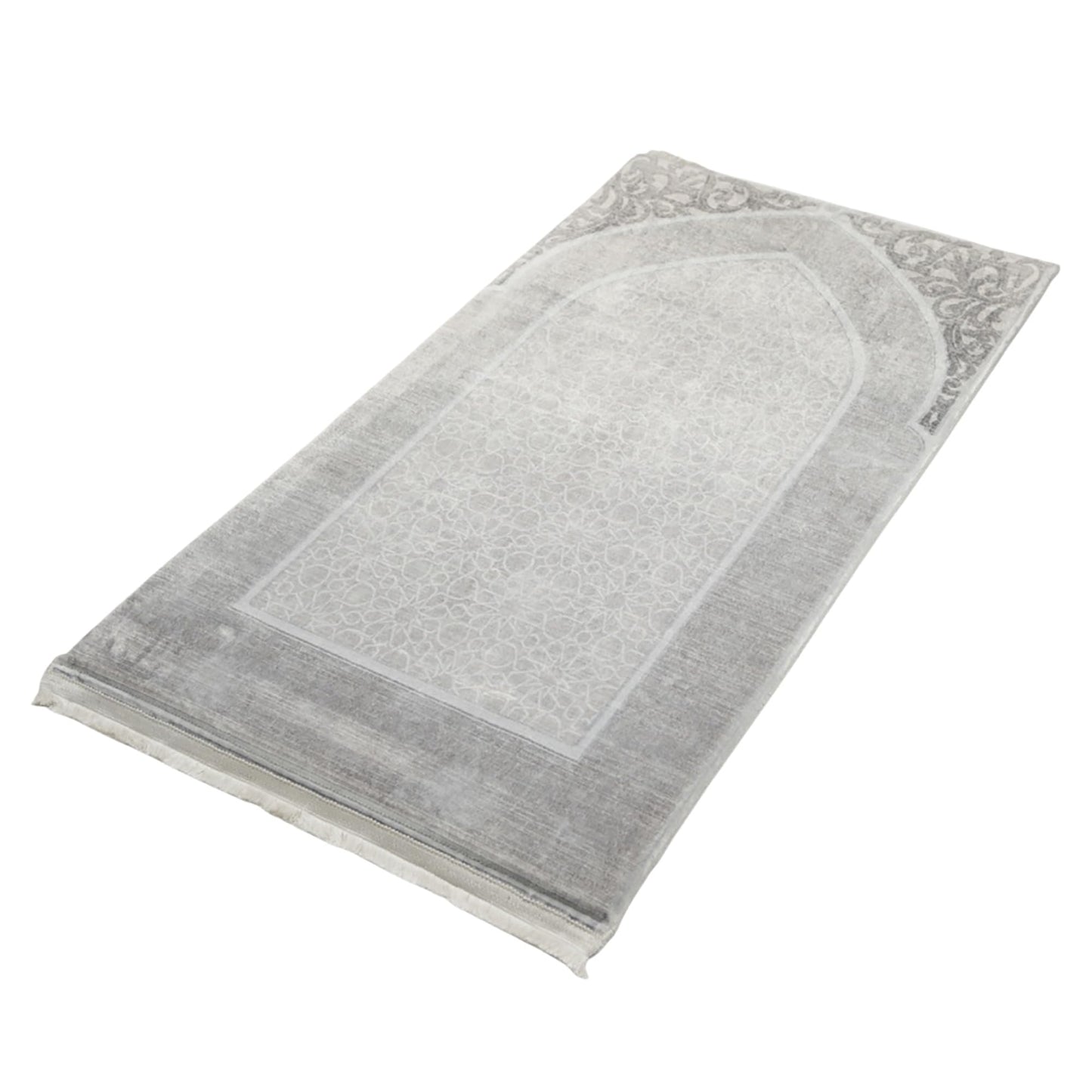Modefa Foam Prayer Rug - Thick Padded Prayer Mat Cushioned Thick Prayer Mat - Large Long Soft Muslim Prayer Rug Velvet Digital Print (Mosaic Floral - Grey)