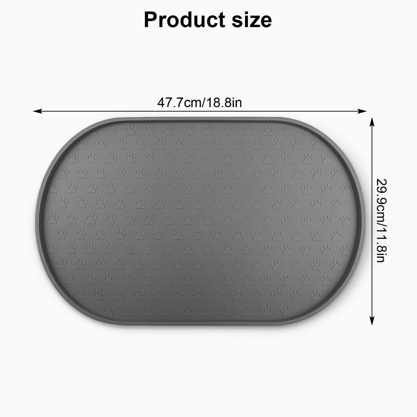 KPWACD Pet Feeding Mat for Dogs and Cats, Silicone Dog Placemat Non-Slip Waterproof Bowl Mats Prevent Food and Water Overflow, High-Lips Puppy Dish Tray Mat Suitable for Large Medium Small Pets, Grey