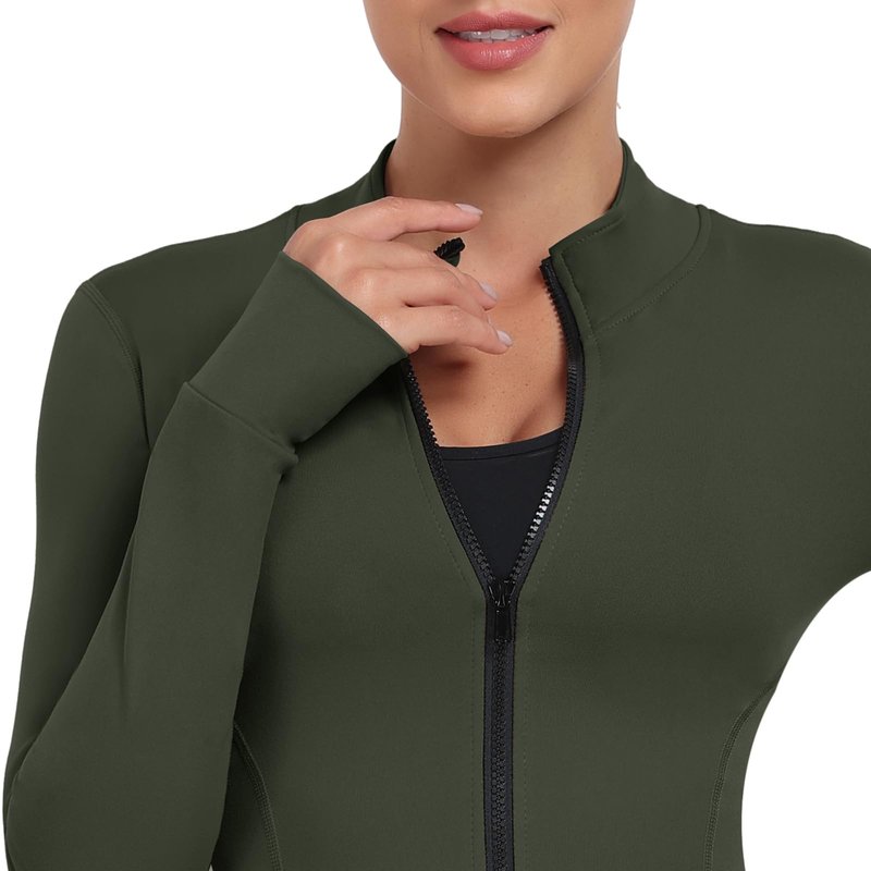 Zyrulix Women's Full Zip Lightweight Running Yoga Slim Fit Cropped Bbl Jacket Workout Sportwear With Thumb Holes