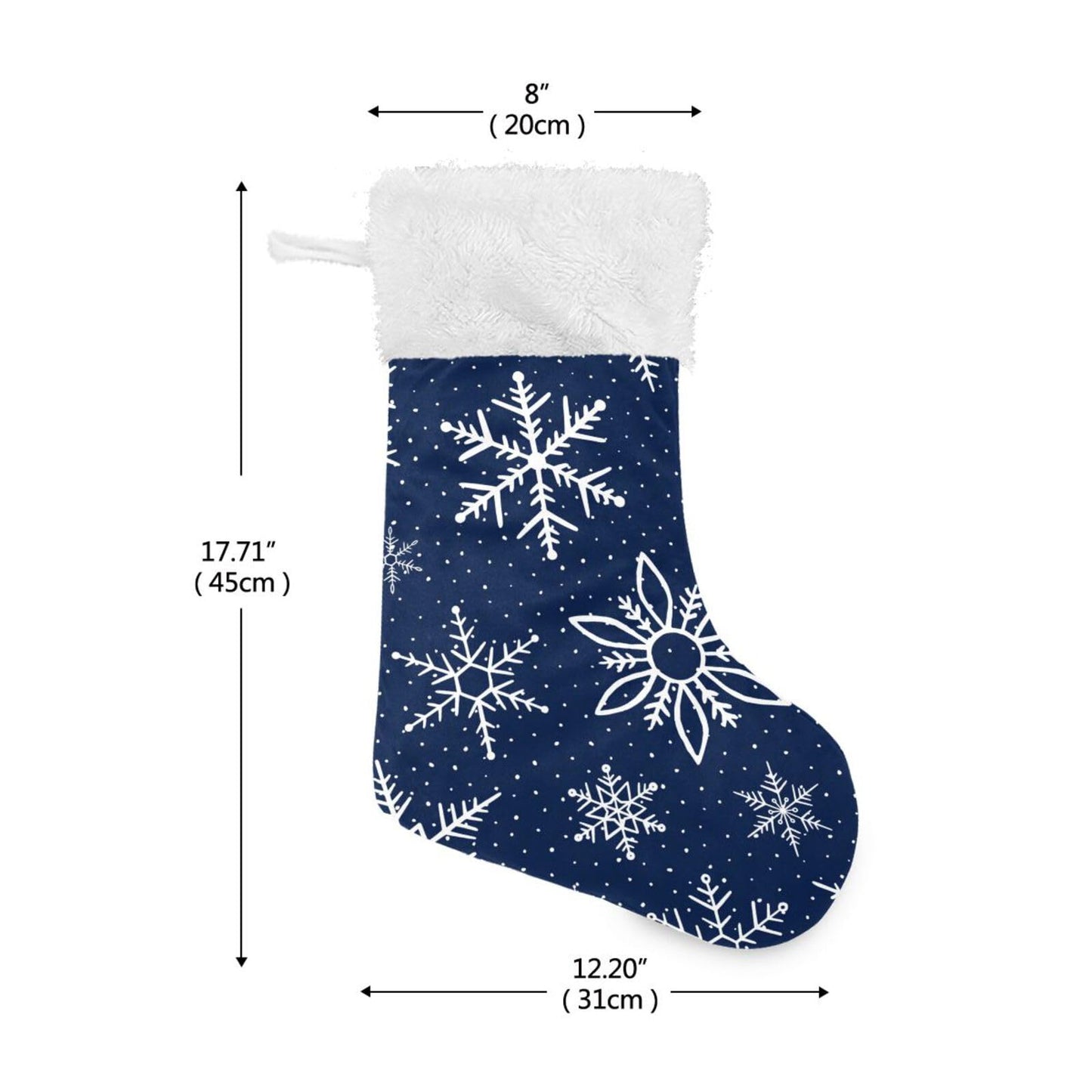 YETTASBIN Blue Snowflake Christmas Stocking 1 Pack, Large Xmas Tree Fireplace Hanging Stockings with Plush Fur Cuff for Family Holiday Party Decor Xmas Gifts, 18 Inch