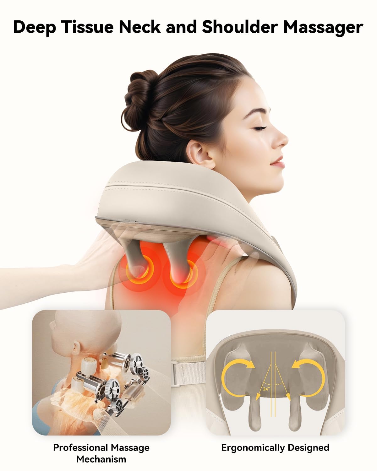 Snailax Cordless Neck Shoulder Massager with Heat for Pain Relief Deep Tissue, Upgarded 4D Kneading, Shiatsu Back Neck Massager Pillow for Neck, Shoulders Back, Gifts for Men Women Mom Dad