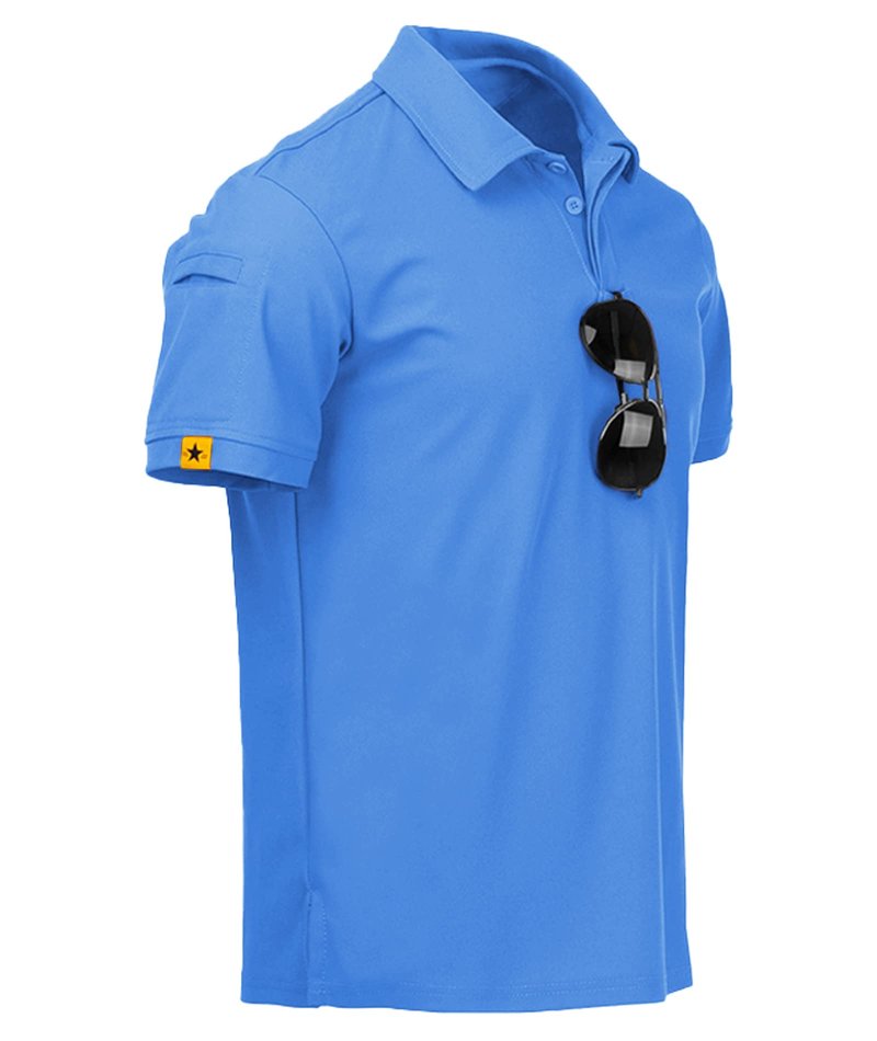 ZITY Mens Polo Shirt Short Sleeve Sports Tactical T-Shirt Athletic Golf Polos Daily Casual Stylish Collared Shirts for Men Lightblue XX-Large