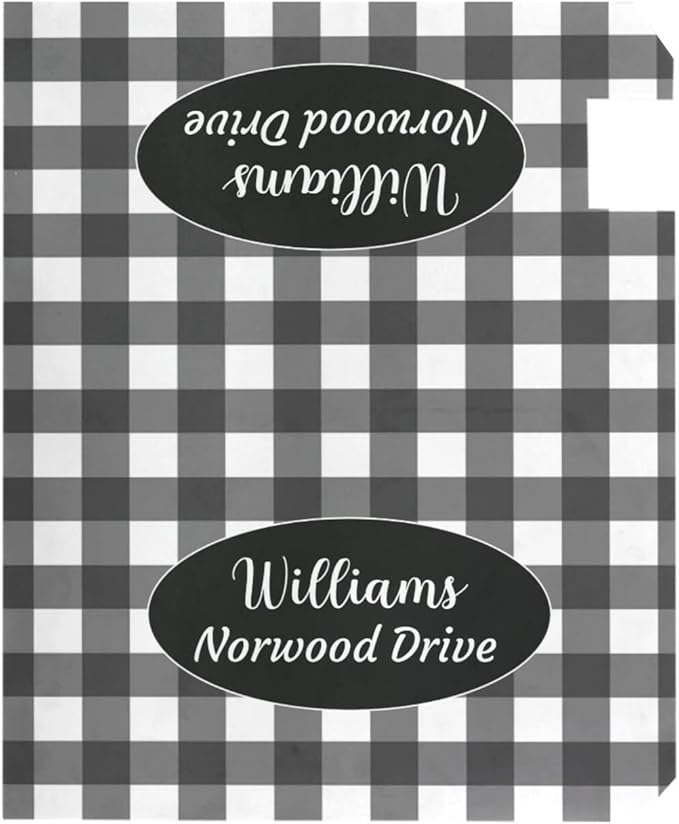 Kcldeci Custom Address Mailbox Covers Magnetic - Personalized Mailbox Magnet Decor Black Plaid Standard Size 21x18