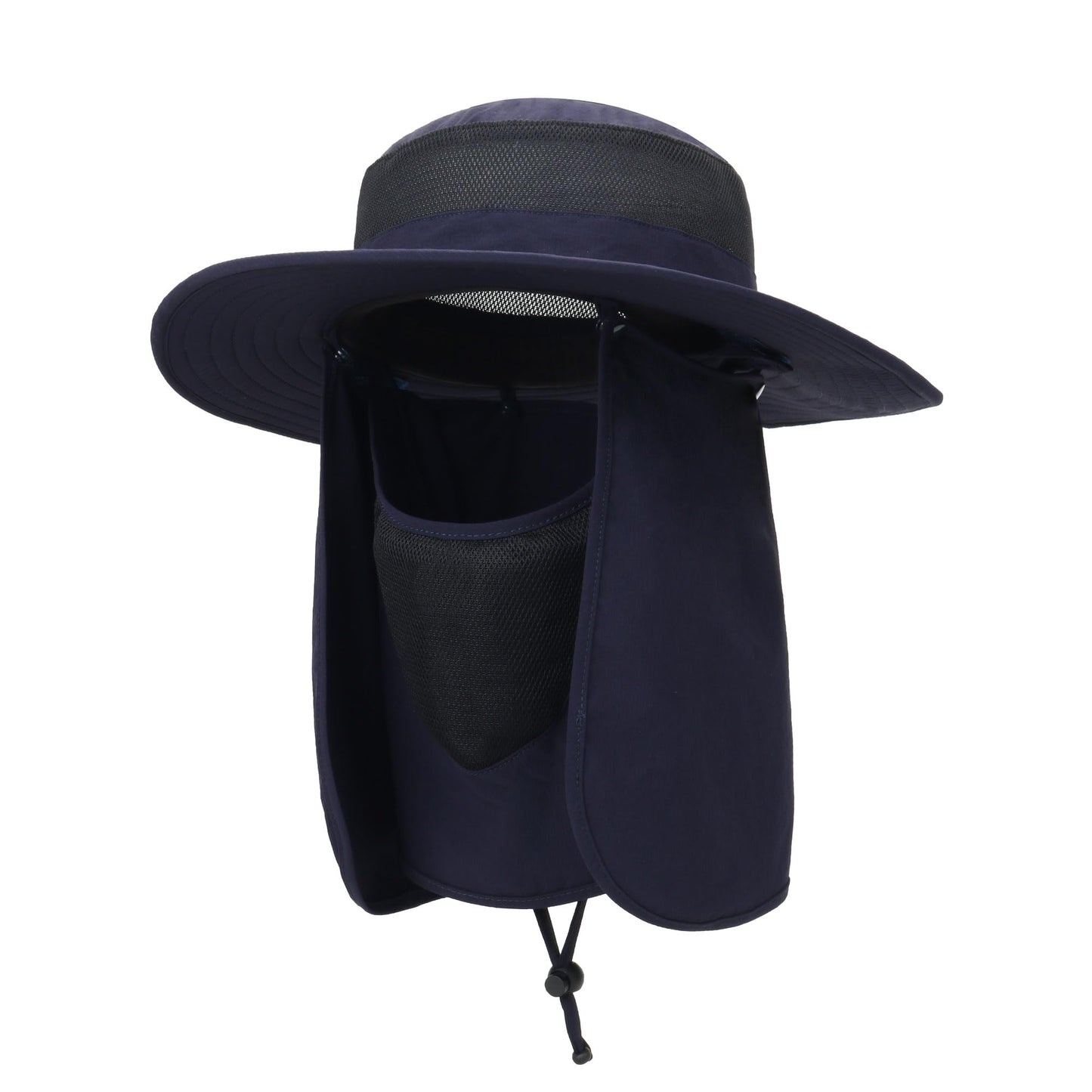 Outdoor Sun Hat UPF 50 Protection Waterproof Fishing hat Face Cover Summer Neck Flap Hat Navy Blue