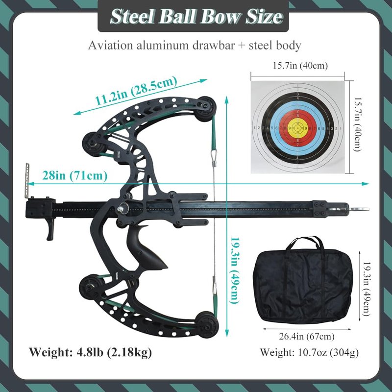 Runzkzy Ball Bearing Bow, Compound Bow Set That Shoots Steel Balls, Right Handed Hunting Bows for Adults, Composite Pulley Bow with Continuous Shooting