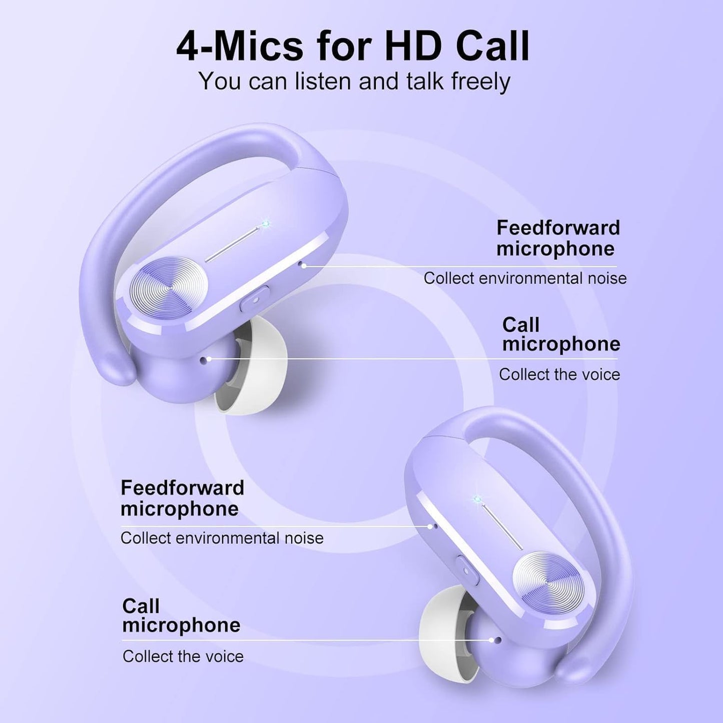 Ear buds Wireless Bluetooth Earbuds 2025 NEW Bluetooth 5.3 Sport Headphones 68Hrs Playtime with LED Display Powerful Bass Over Ear Earphones with Earhooks IP7 Waterproof USB C for Workout/Running