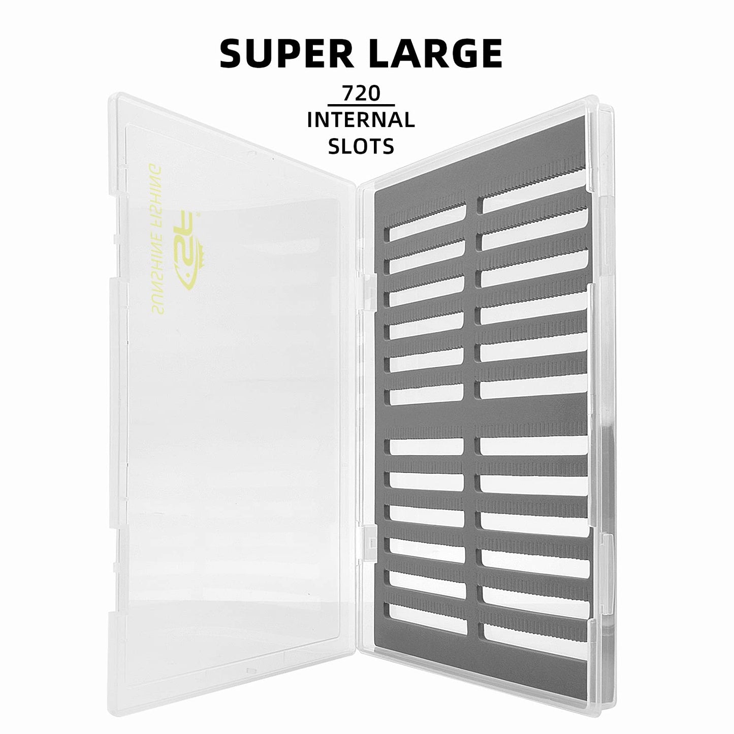 SF Collection Fly Boxes Clear Fly Fishing Box Extra Large Capacity Fishing Competition Hook Tackle Ice Fishing Jig Head Boxes, Slit Foam 2 Pack Size A4