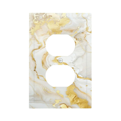 SgEdao Decorative Outlet Covers Luxury Marble Grey Gold Foil Abstract Art 1 Gang Duplex Light Switch Cover Plate Unique Wall Plates for Electrical Outlets Switch Plate Covers for Modern Home Decor