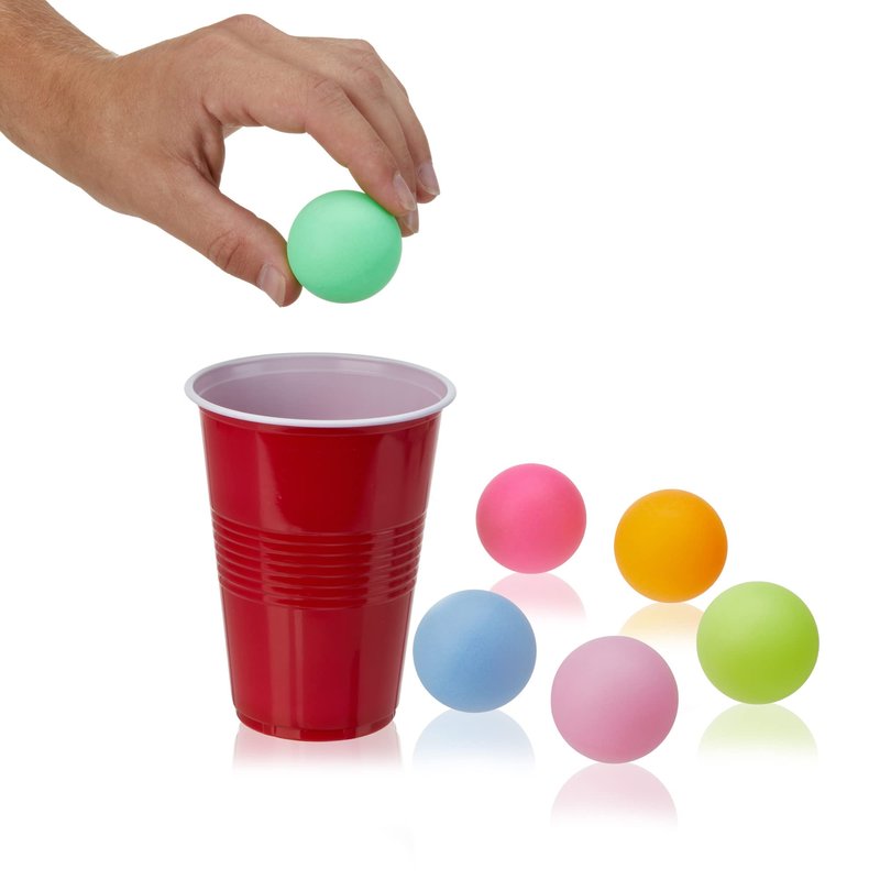 True Colorful Beer Pong Balls - Multi Colored Ping Pong Balls Cool Beer Pong Balls - Neon Ping Pong Balls Plastic Set of 6
