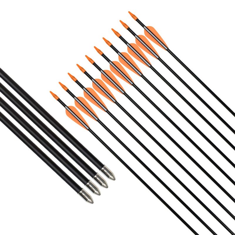 Practice Fiberglass Arrows Archery 24 Inch Target Shooting Safetyglass Recurve Bows Suitable for Youth Woman Beginner 12PCS