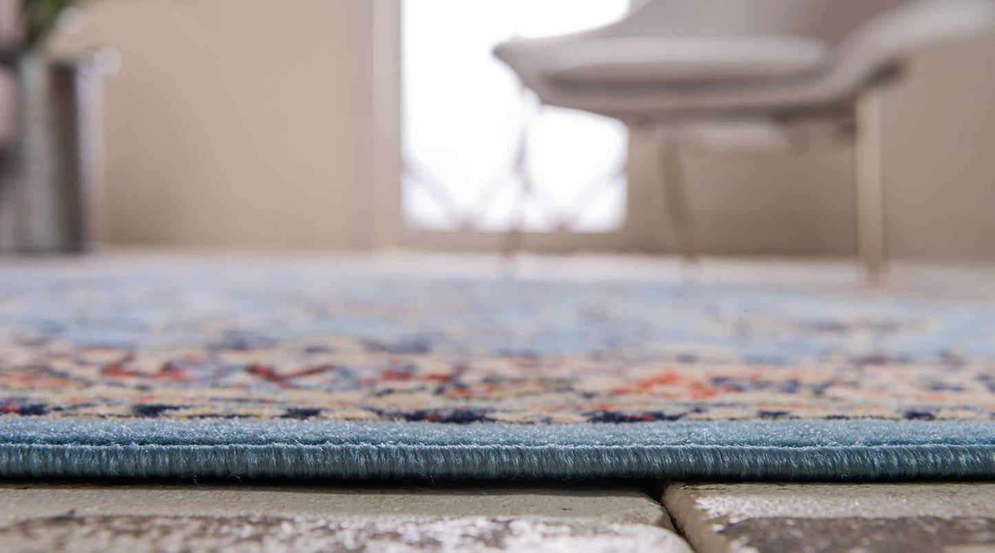 Unique Loom Sialk Hill Collection Area Rug - Washington (4' 1" x 6' 1" Rectangle, Light Blue/ Navy Blue)