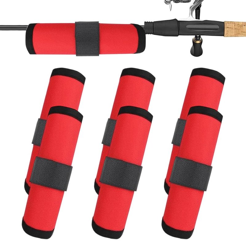 Nitvei Fishing Lure Wraps, 2026 New Fishing Lure Covers for Fishing Rod Hook Cover Safe Bait Storage, Bait Shield with Hook and Loop Fastener (6Pcs Red)
