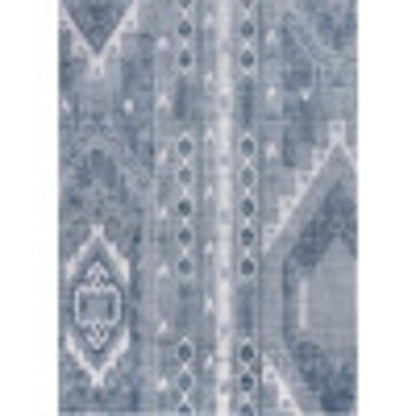 Unique Loom Portland Collection Southwestern Inspired Striped Tone-on-Tone Area Rug (10' 0 x 14' 0 Rectangular, Blue/ Gray)