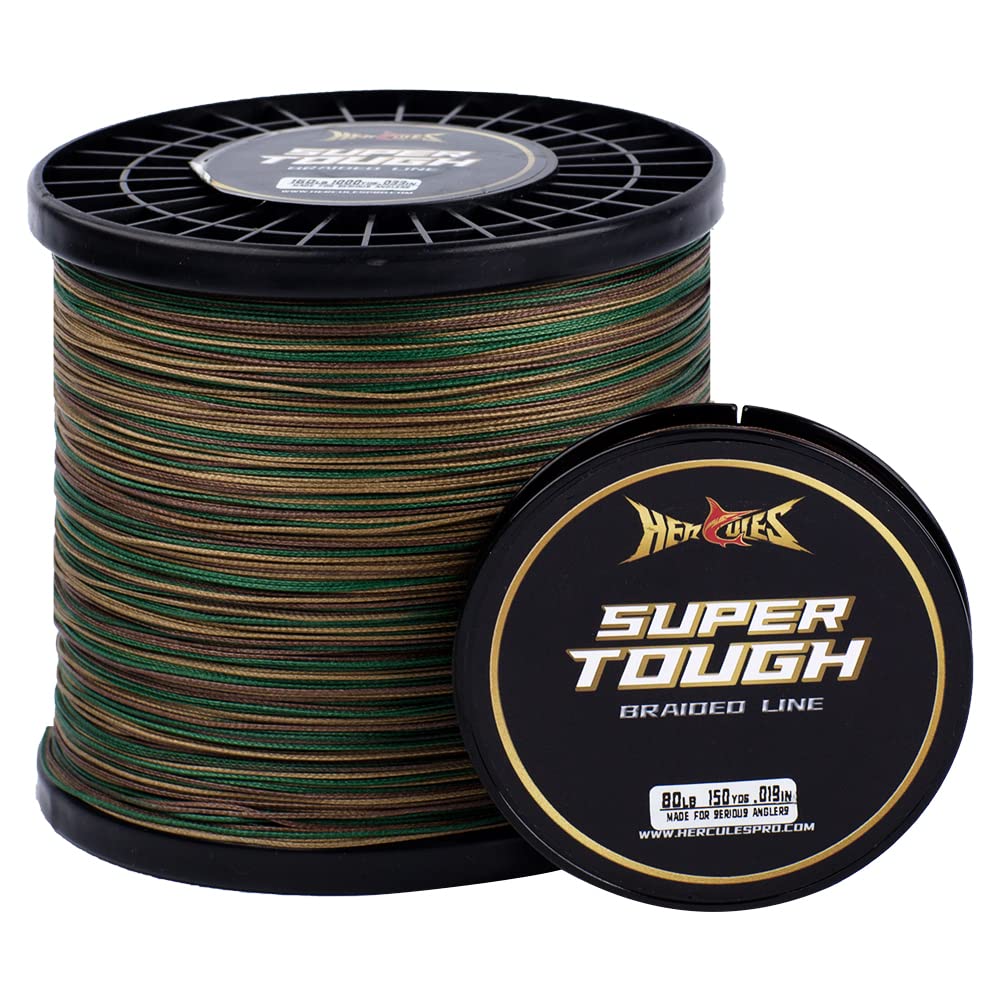 HERCULES Super Tough Braided Fishing Line 130 pounds Test Camouflage 130LB (150 Yards) - 8 Strands
