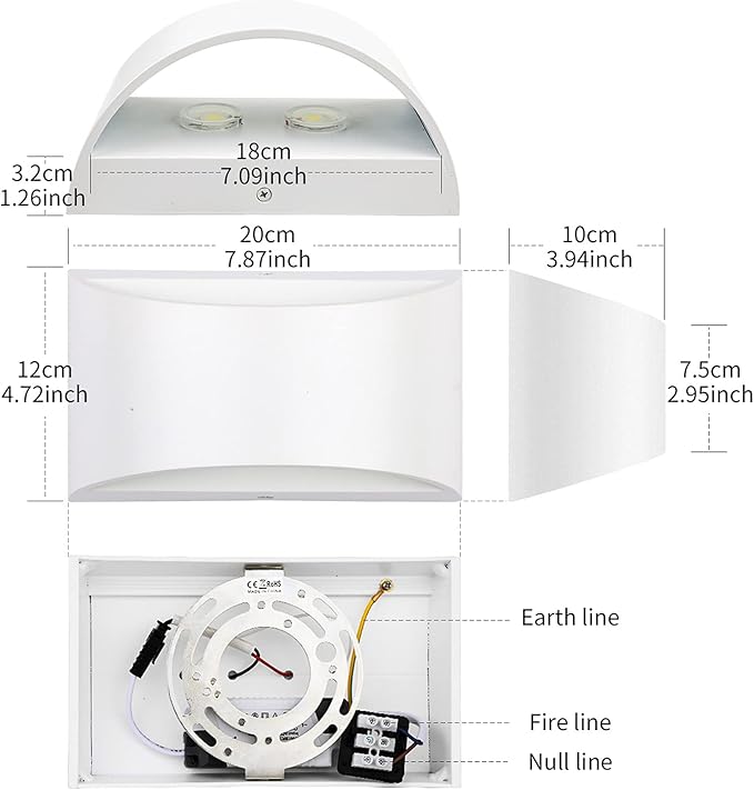 Lightess Modern LED Wall Sconce Light Dimmable 12W Up Down Wall Light for Bedroom Living Room, Warm White