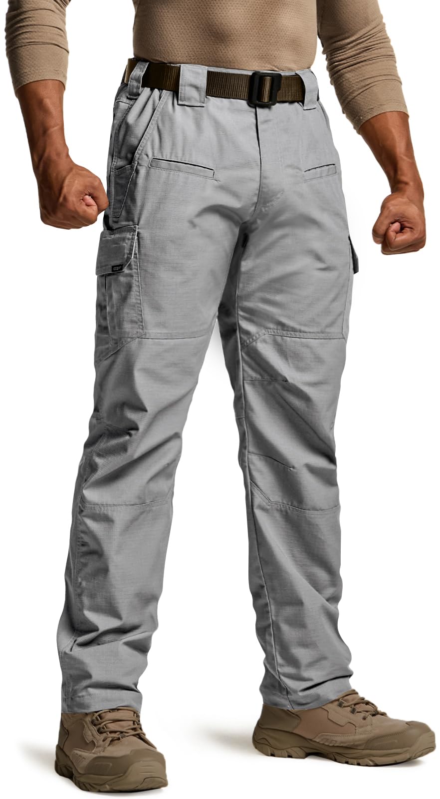 CQR Men's Tactical Pants, Water Resistant Ripstop Cargo Pants, Lightweight EDC Work Hiking Pants, Outdoor Apparel, Raider Stone, 36W x 34L