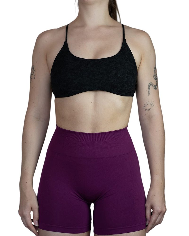 AUROLA Women Workout Sports Bras Backless Strappy Criss Cross Light Support Athletic Bra Gym Fitness Yoga Bra, Black, M