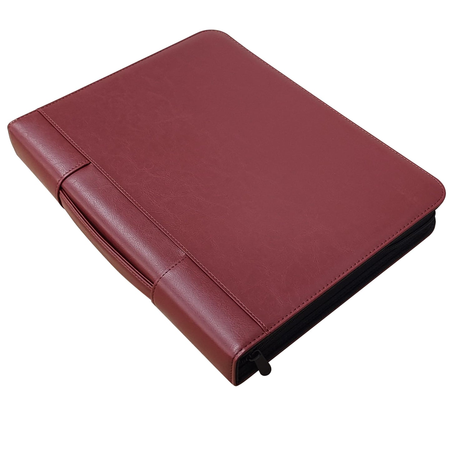 WEYEAH Faux Leather 3 Ring Portfolio Binder With Handle, Business Padfolio for Men & Women, Zippered Document Organizer for Home & Office Use, Including Clipboard, Notepad and Sheet Protectors (Brown)