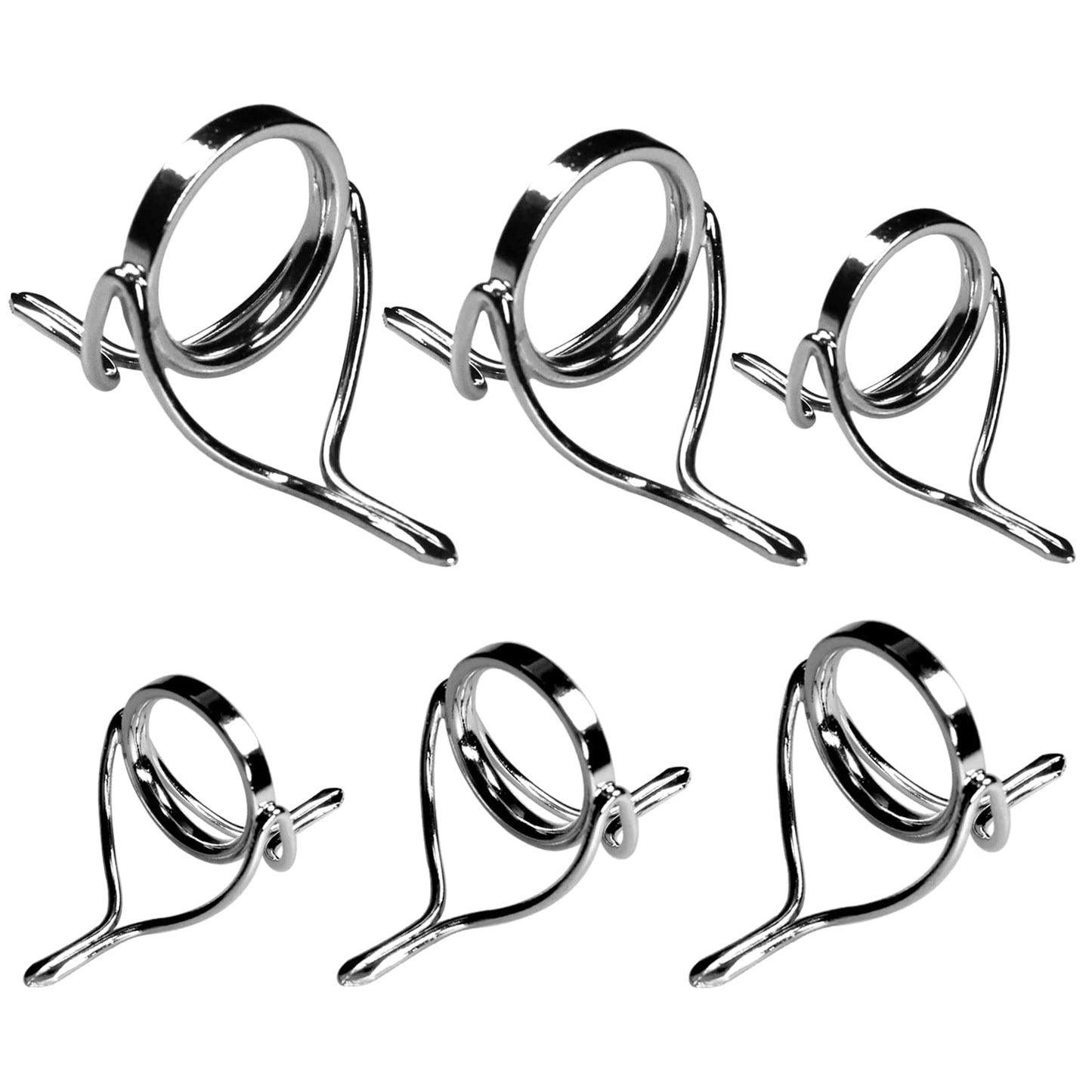 QualyQualy 6pcs Spinning Fishing Rod Guides Repair Kit Integrated Stainless Steel Ring Baitcasting Fishing Pole Eyes Replacement 12#-25#
