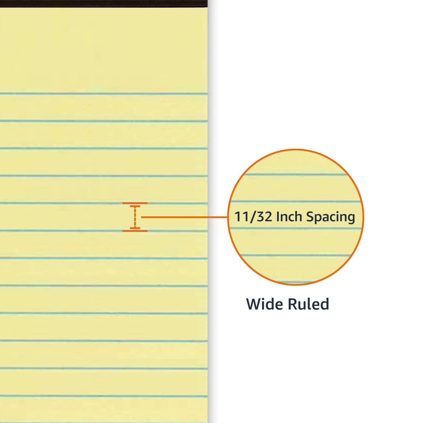 Amazon Basics Wide Ruled Lined Writing Pads, 8.5" x 11.75", Canary, 12-Pack of 50 Perforated Sheets, Sturdy Backing