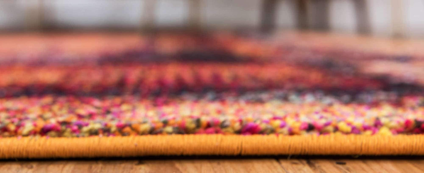 Unique Loom Estrella Collection Rustic, Distressed, Modern, Abstract Area Rug (7' 0 x 10' 0 Rectangular, Orange/Black)