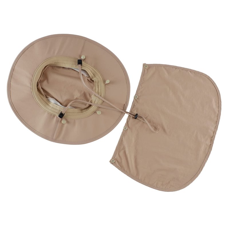 Home Prefer Outdoor Mens UPF50+ Sun Hat Wide Brim Fishing Hat with Neck Flap (Milky Khaki)