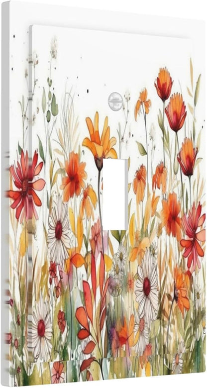 Watercolor Wild Flower Floral 1 Gang Single Toggle Light Switch Covers Decorative Wall Plate Switchplate Electrical Faceplate for Nursery Bedroom Bathroom Decor