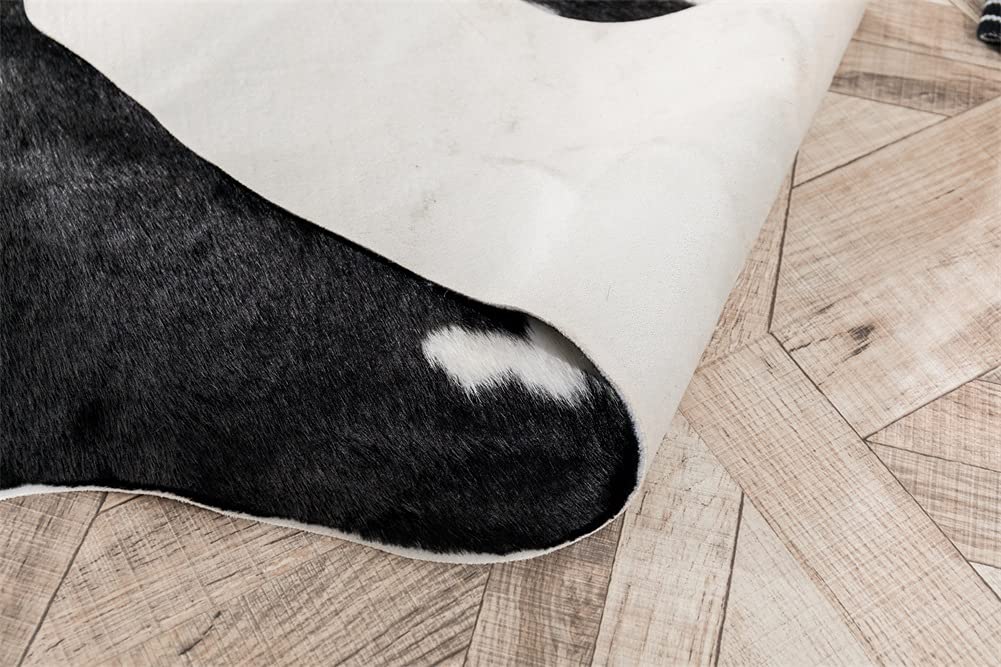 Larger Cow Print Rug Black and White Faux Hide Area Rug Faux Cowhide Rugs Animal Printed Area Rug Carpet for Home 62.2in x 86.6in/5.2 x 7.2ft