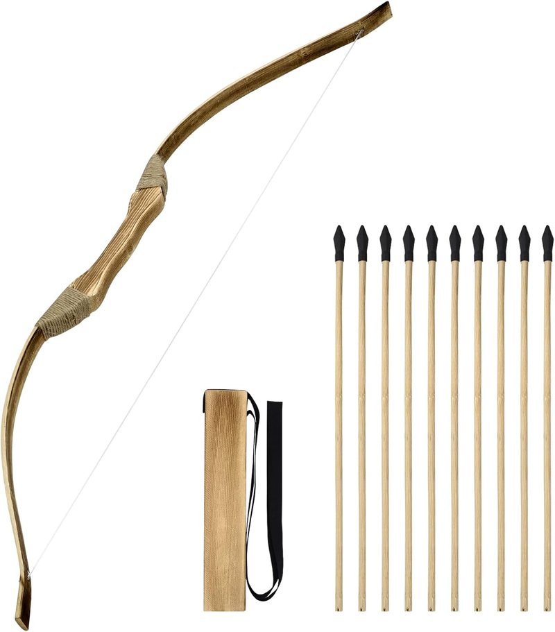 Kids Bow and Arrow Set - 32-Inch Handmade Wooden Archery Toy for Ages 4-12 | Includes Bow, Quiver & 10 Arrows