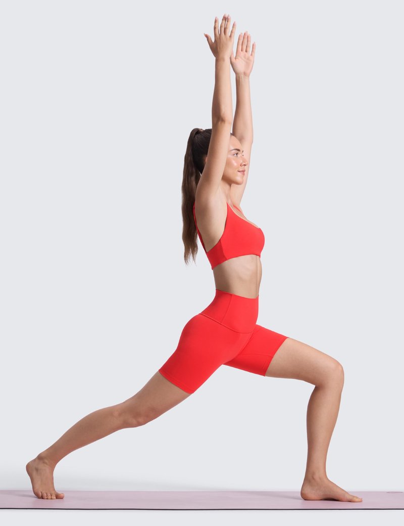 CRZ YOGA ButterLuxe Biker Shorts 6" - High Waisted Workout Running Volleyball Spandex Yoga Womens Deep Red Medium