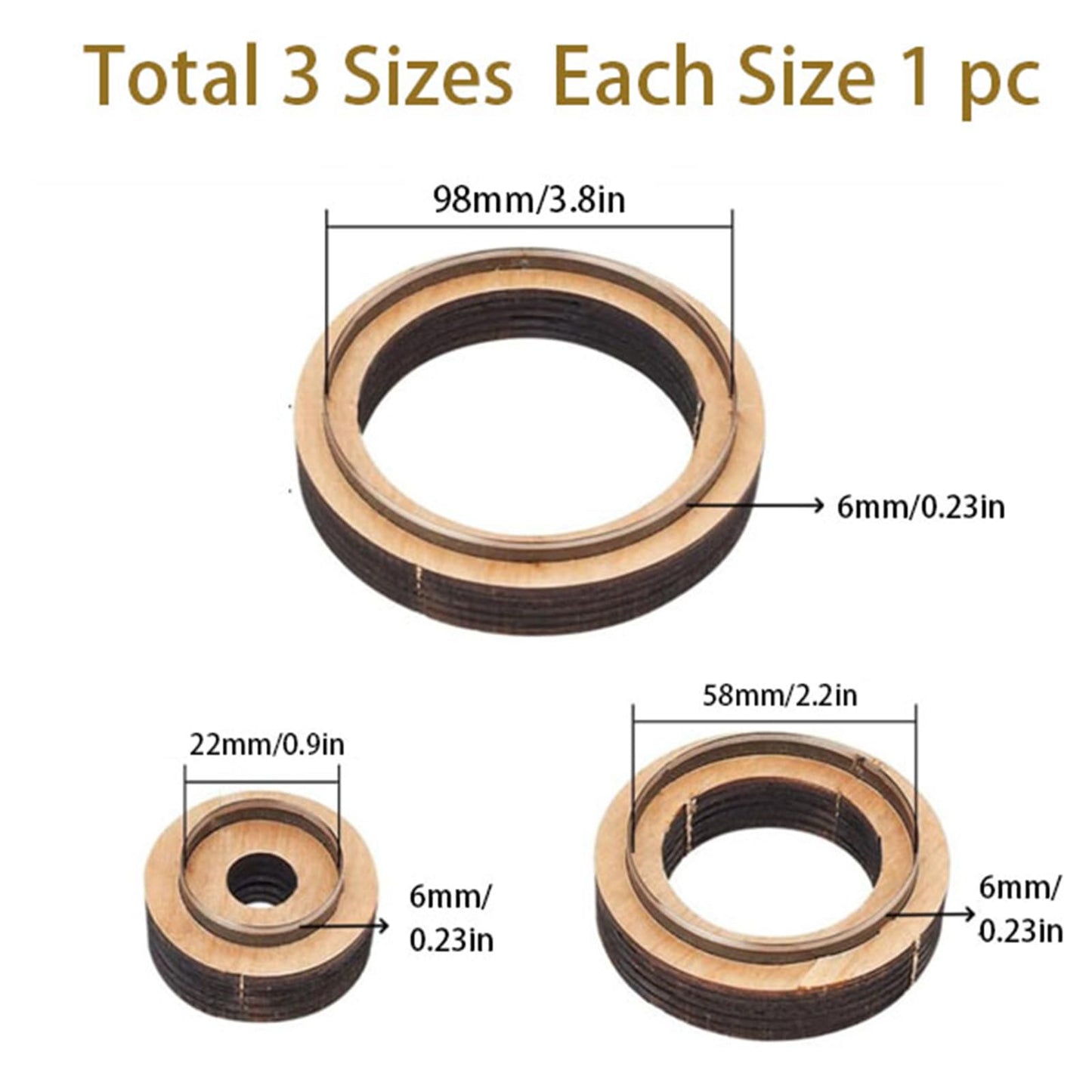 XILEWHZF 3-Piece Round Leather Cutting Die Set,Precision Cutting for Leather and Neoprene Coasters with Wooden Die-Cutting Blades.