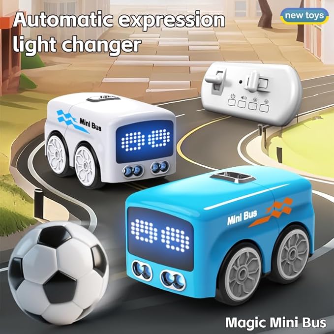 jaming RC Mini Bus2.4G Remote Control Car Vehicles City Buses Toy Classic Baby Vehicle Remote Control Car with LED Lights and Gesture Sensing Bus Toy Gift for Children Kids Boys Girls (White)