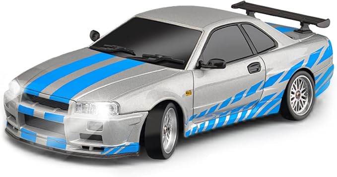 ARRIS LD1899 1/18 RC Drift Car GTR R34 2.4GHz RWD with Gyroscope on-Road Alloy Body Shell Racing Cars Radio Control Silver