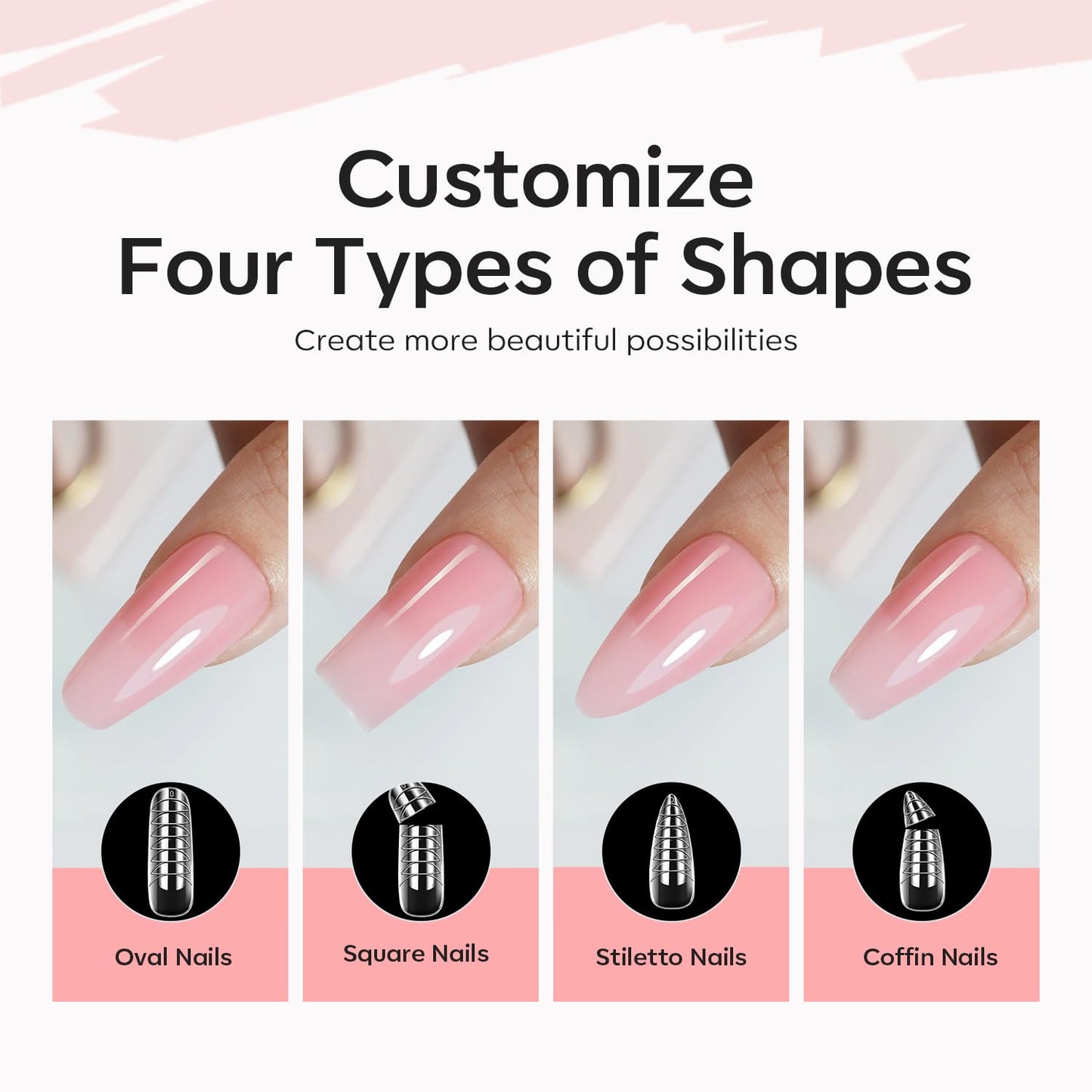 modelones Poly Gel Nail Kit 6 Colors with 8 W Nail Lamp Extension Gel Kit Jelly Milky White Pink Nude Complete Tools Beginner Thickening Solutions DIY at Home for Women