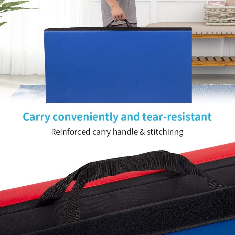 Gymnastics Tumbling Mats Portable Gymnastics Mat 4 Folding Tumbling Mat 4'x8'x2"Thick Yoga Mat Exercise Mat with Carrying Handles for home Workout outdoor Yoga Gymnastic