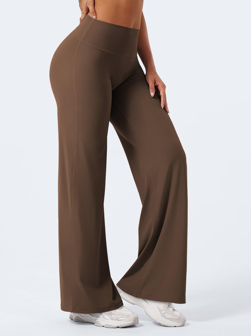 YEOREO Workout Leggings Womens No Front Seam Straight Leggings 31.5" Thin Fleece High Waist Buttery Eddiy Gym Yoga Pants Brown XL