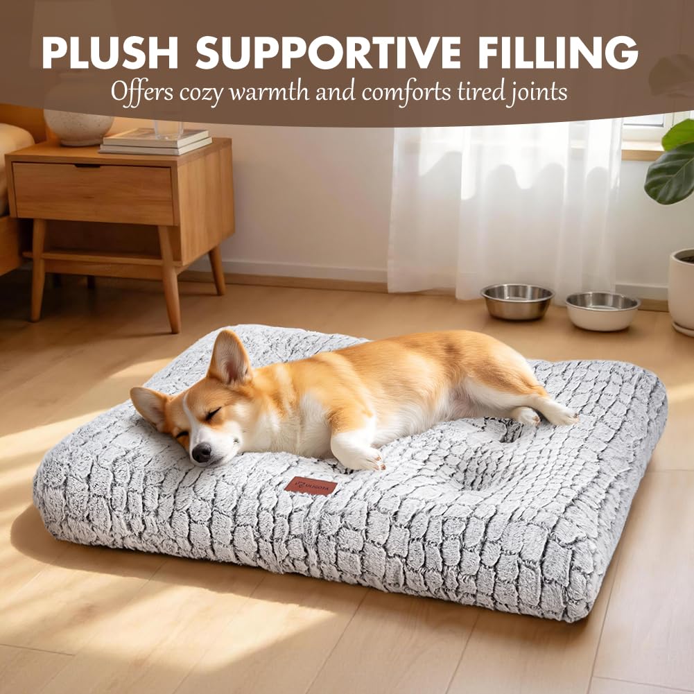 Dog Bed Crate Pad - Soft Fluffy Pet Cushion Mat for Small Dogs, Anti-Slip Comfy Kennel Pad for Puppy Crates