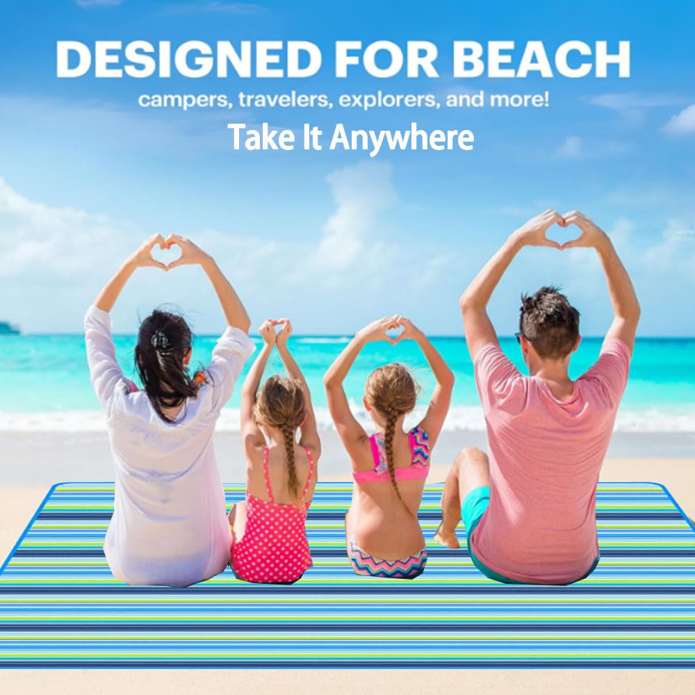 PUPOPIK Extra Large Beach Blanket Outdoor Picnic Blankets, Foldable Waterproof Sand Free Beach Mats Picnic Mat for Festival BBQ Park Grass Lawn Camping Hiking Travel Concerts (Blue 2, 80x60 in)