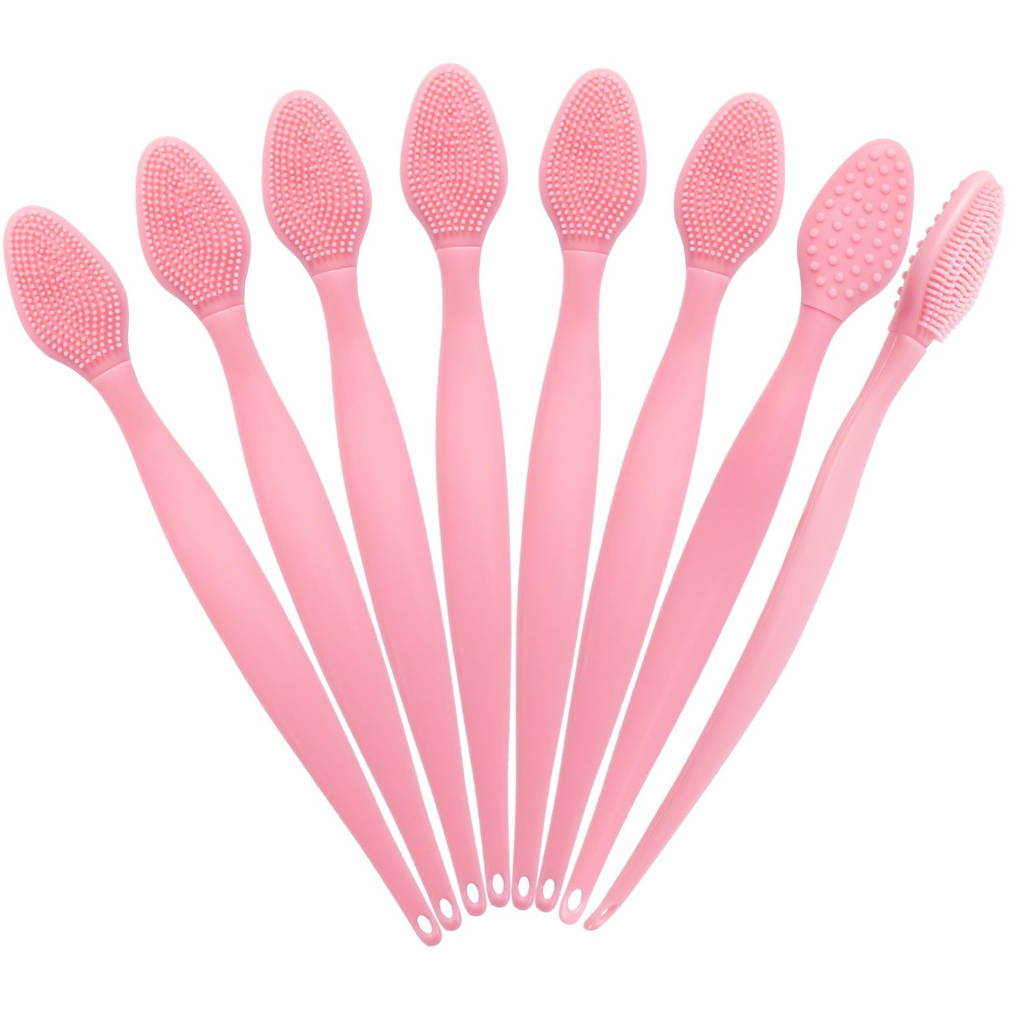 Silicone Facial Cleansing Brush 3 Pack, Beomeen 4 in 1 Handheld Face Scrubber for Deep Gentle Exfoliating, Double-Ended Face Wash Scrub Brush for Face Skincare and Massage (Green)