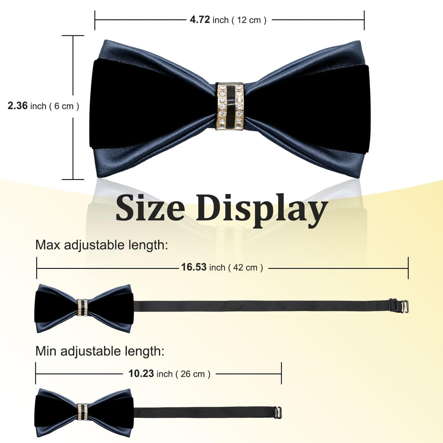 LHXzizizi Sequin Velvet Bow Tie for Men, Leather Two-tone Mens Bow Tie Adjustable Pre-Tied Bowtie Men for Wedding Party Prom (Black Blue)