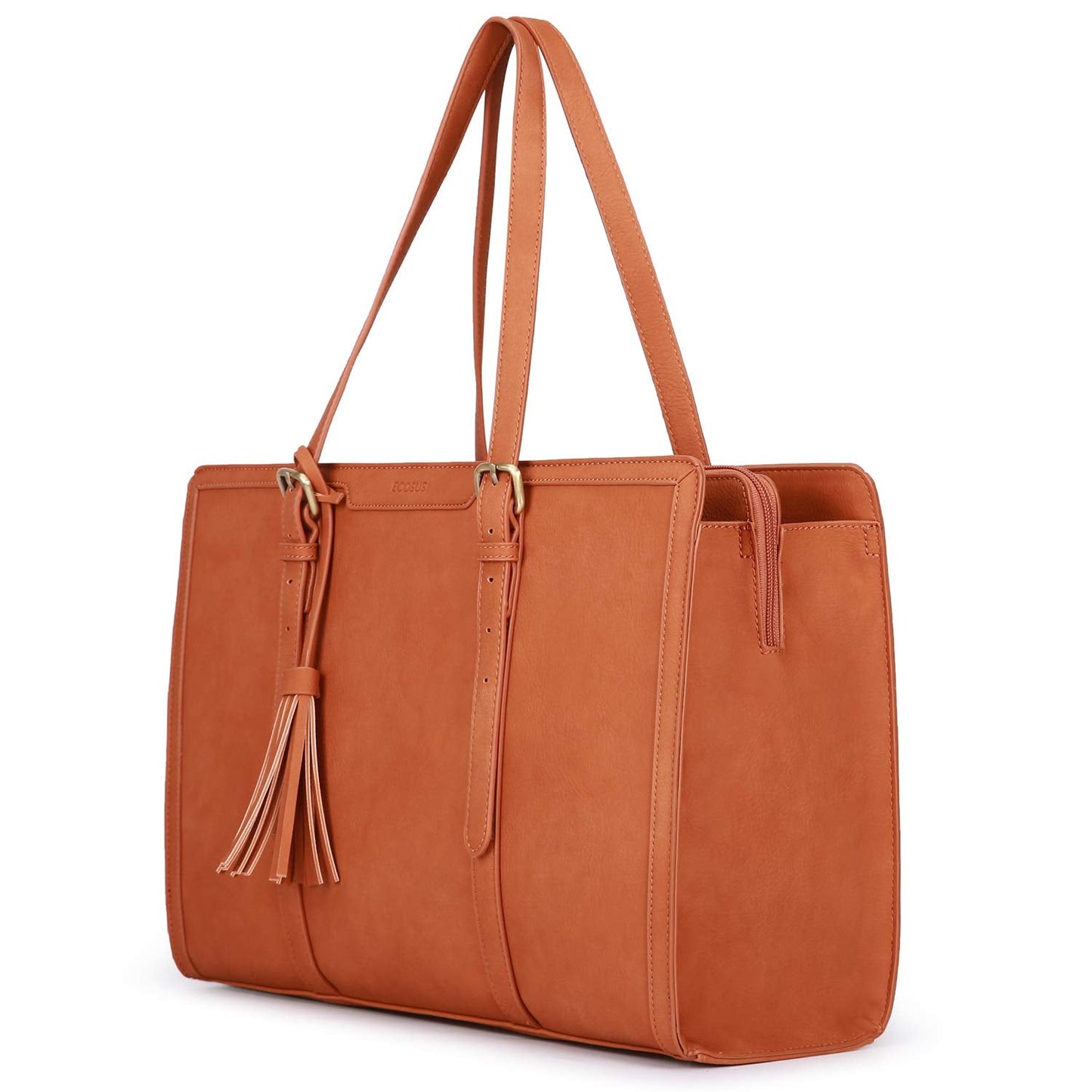 ECOSUSI Laptop Bag For Women 15.6 Inch Work Tote Bags PU Leather Computer Purse For Business Office With 3 Layer Compartments