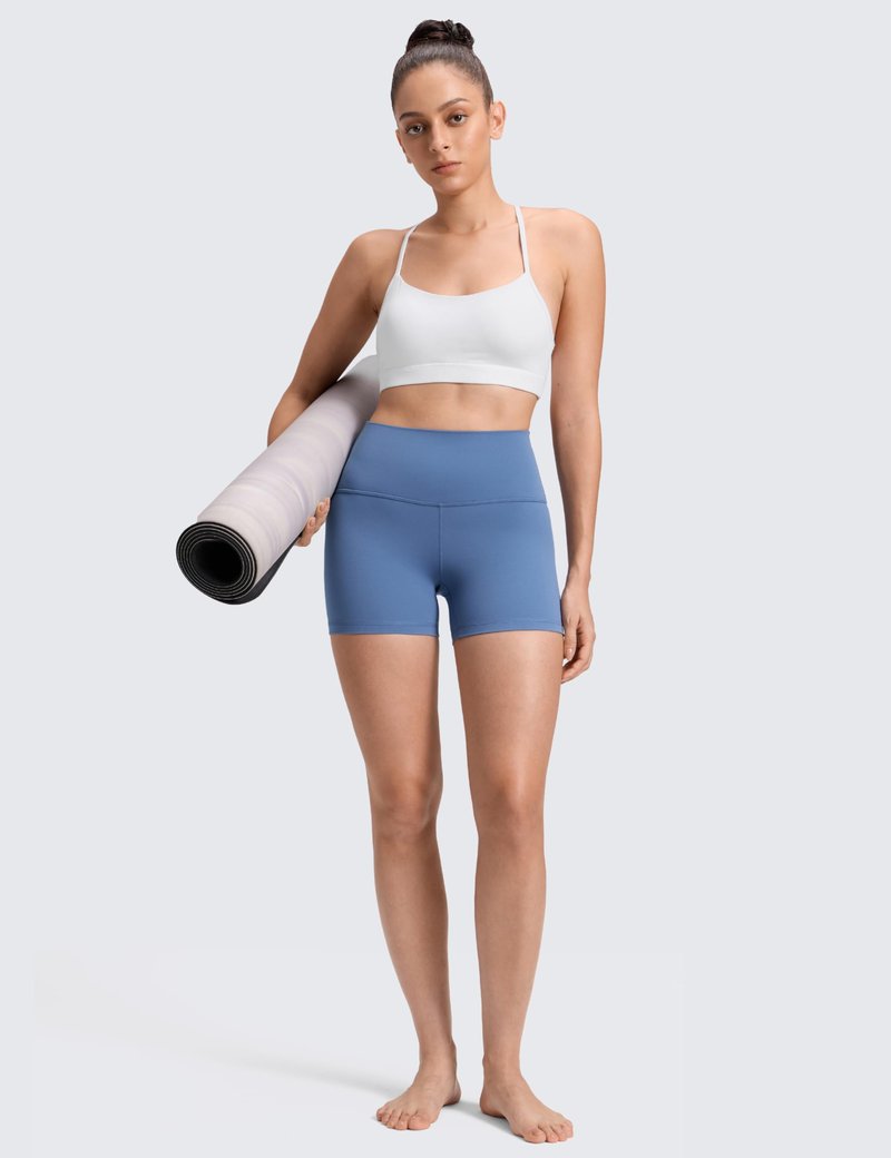 CRZ YOGA Butterluxe Biker Shorts 4'' - High Waisted Booty Workout Volleyball Yoga Womens Spandex Oasis Blue XX-Small