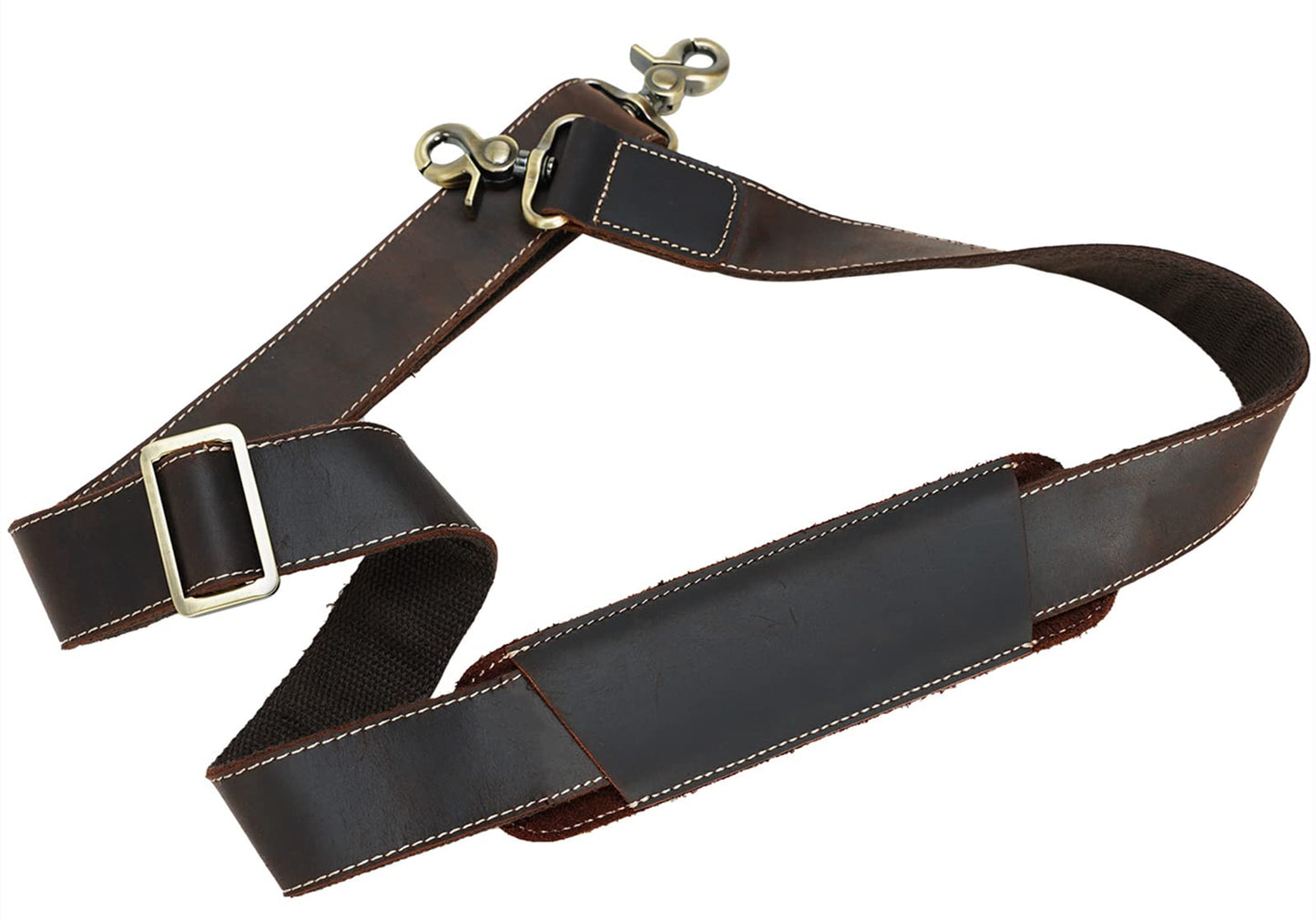 Masa Kawa Full Grain Brown Leather Shoulder Strap, Vintage Replacement Bag Straps for Laptop Briefcase, Crossbody Messenger, Duffel, Travel Bags