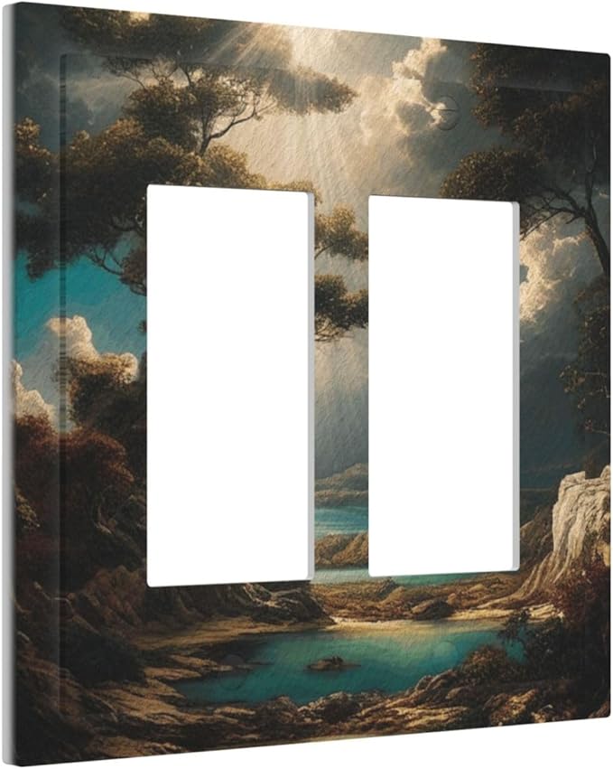Decorative Art Light Switch Covers Sunburst Over the Wilderness 2 Gang Dual Rocker Outlet Switch plate Faceplate GFCI for Home Decor