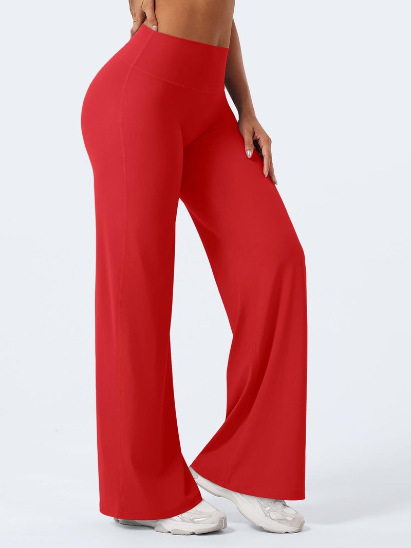 YEOREO Workout Leggings Womens No Front Seam Straight Leggings 31.5" High Waist Buttery Eddiy Gym Yoga Pants Red XXL